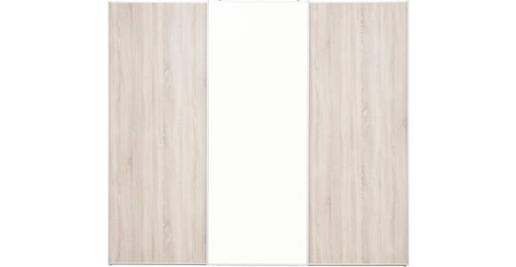 SCHWEBETÜRENSCHRANK 249/222/68 cm 3-türig  - Alufarben/Sonoma Eiche, KONVENTIONELL, Glas/Holzwerkstoff (249/222/68cm) - Moderano