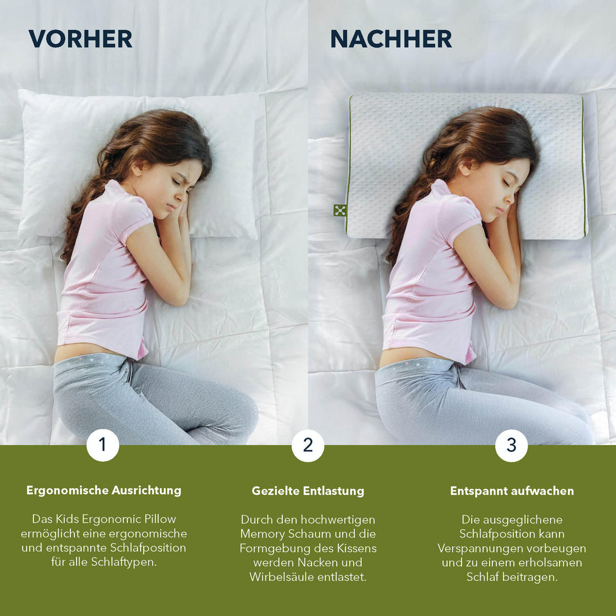 NACKENKISSEN KIDS ERGONOMIC  - Weiß, Basics, Textil (50/6/32cm) - Smartsleep