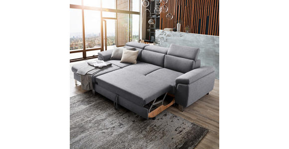 ECKSOFA  in Webstoff Hellgrau  167/250 cm  - Silberfarben/Hellgrau, Design, Textil/Metall (167/250cm) - Xora