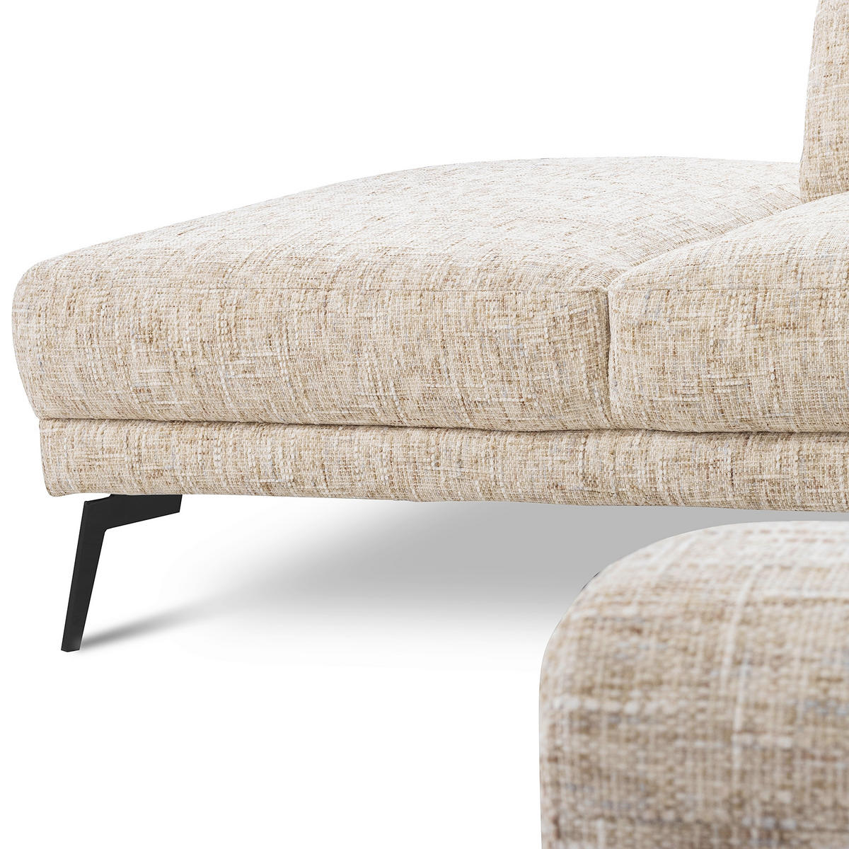 ECKSOFA SPRING Beige Webstoff Zierkissen  - Beige/Schwarz, Design, Textil/Metall (250/273cm) - Livetastic