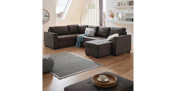 WOHNLANDSCHAFT in Webstoff Grau  - Schwarz/Grau, Design, Kunststoff/Textil (205/311/160cm) - Xora