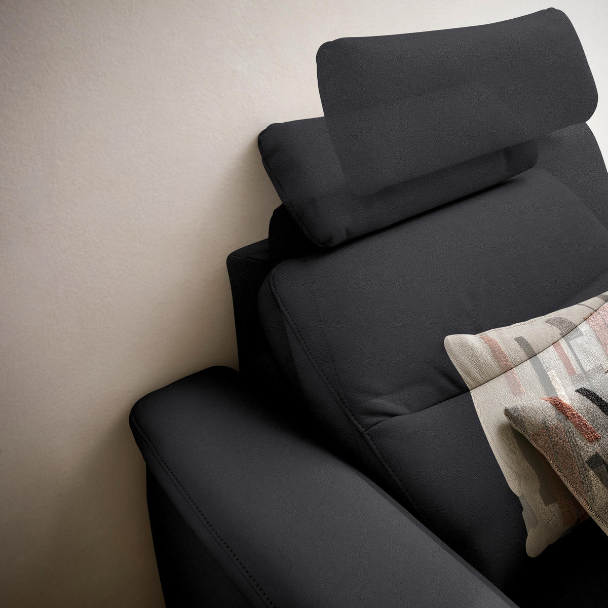 ECKSOFA  in Echtleder Schwarz  280/249 cm  - Anthrazit/Schwarz, Design, Leder/Metall (280/249cm) - Himolla Komfortklass