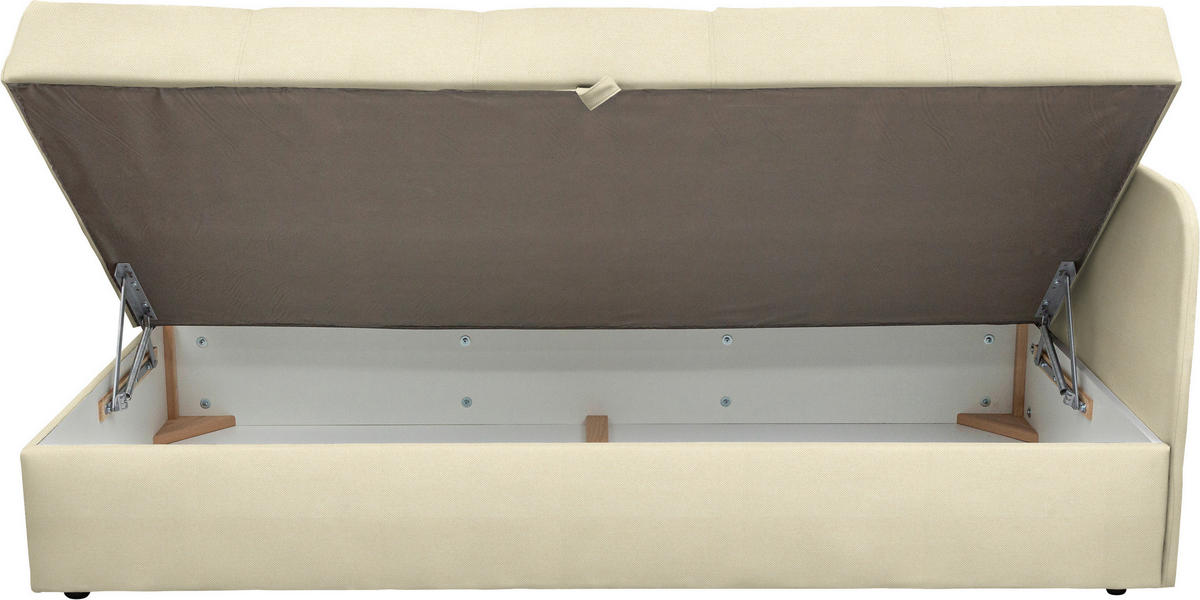 LEŽALNIK,  krem barve tekstil - črna/siva, Basics, umetna masa/tekstil (205/90/95cm) - Xora