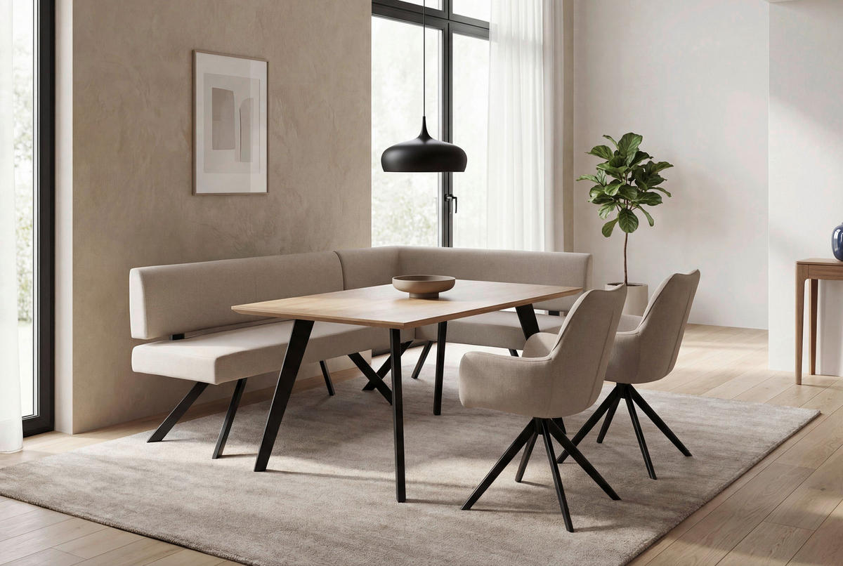 ECKBANK 182/85 cm Taupe   - Taupe/Schwarz, MODERN, Textil/Metall (182/85cm) - MID.YOU