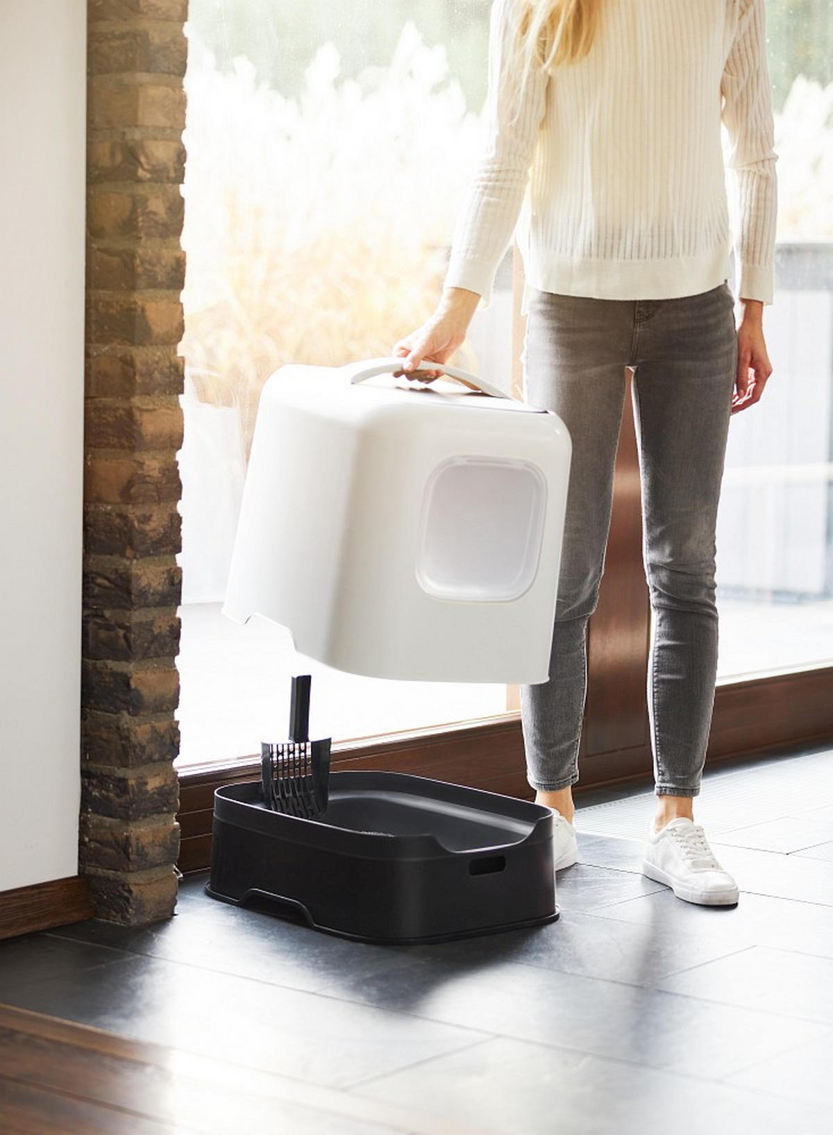 KATZENTOILETTE - Weiß, Basics, Kunststoff (51/39,5/44,3cm) - Rotho