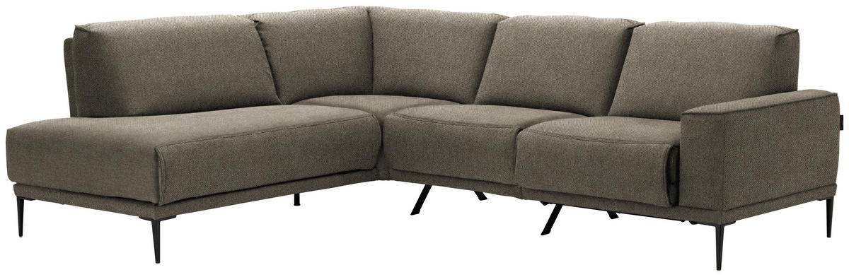 ECKSOFA in Flachgewebe Hellbraun  - Hellbraun/Schwarz, Design, Textil/Metall (210/260cm) - Johann Jakob