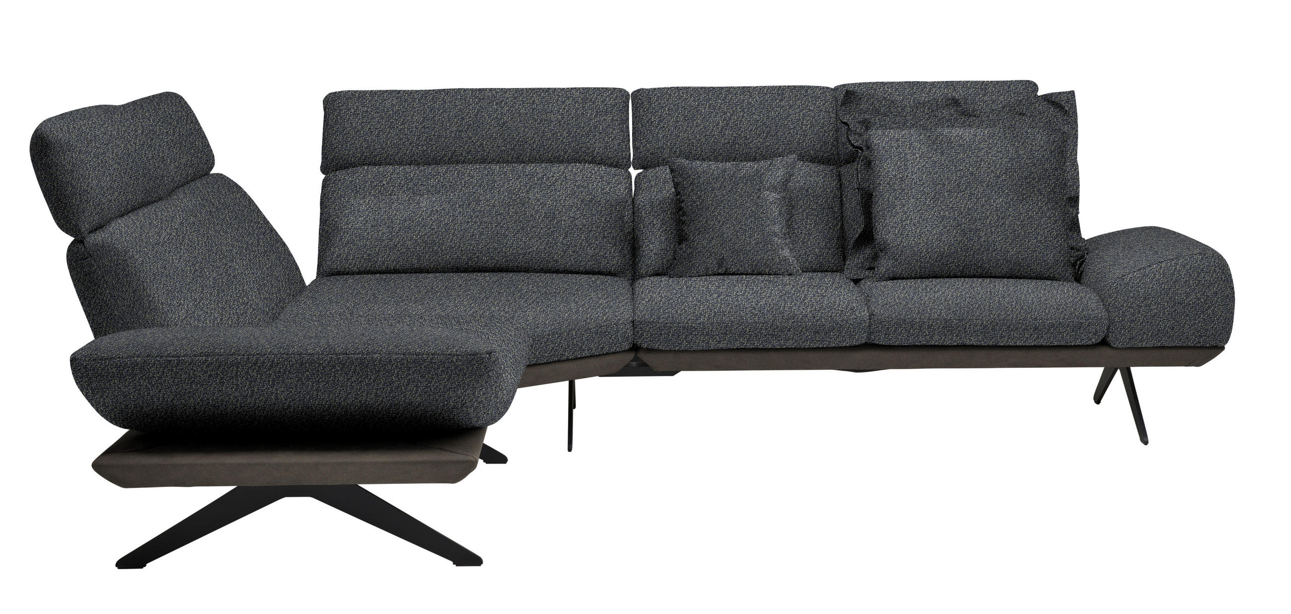 ECKSOFA in Flachgewebe Graublau  - Graublau/Dunkelgrau, Design, Textil/Metall (239/270cm) - Koinor