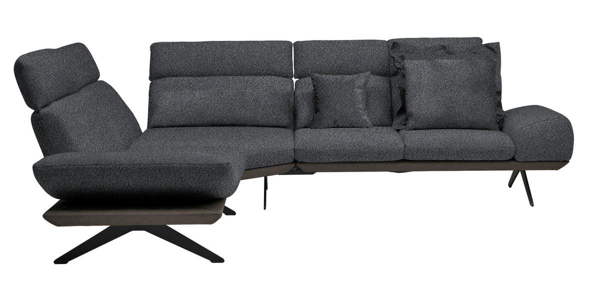 ECKSOFA in Flachgewebe Graublau  - Graublau/Dunkelgrau, Design, Textil/Metall (239/270cm) - Koinor