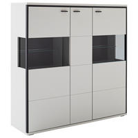 HIGHBOARD Schwarz, Weiss  134/136/38 cm  - Weiss/Schwarz, Design, Glas/Holzwerkstoff (134/136/38cm) - Stylife