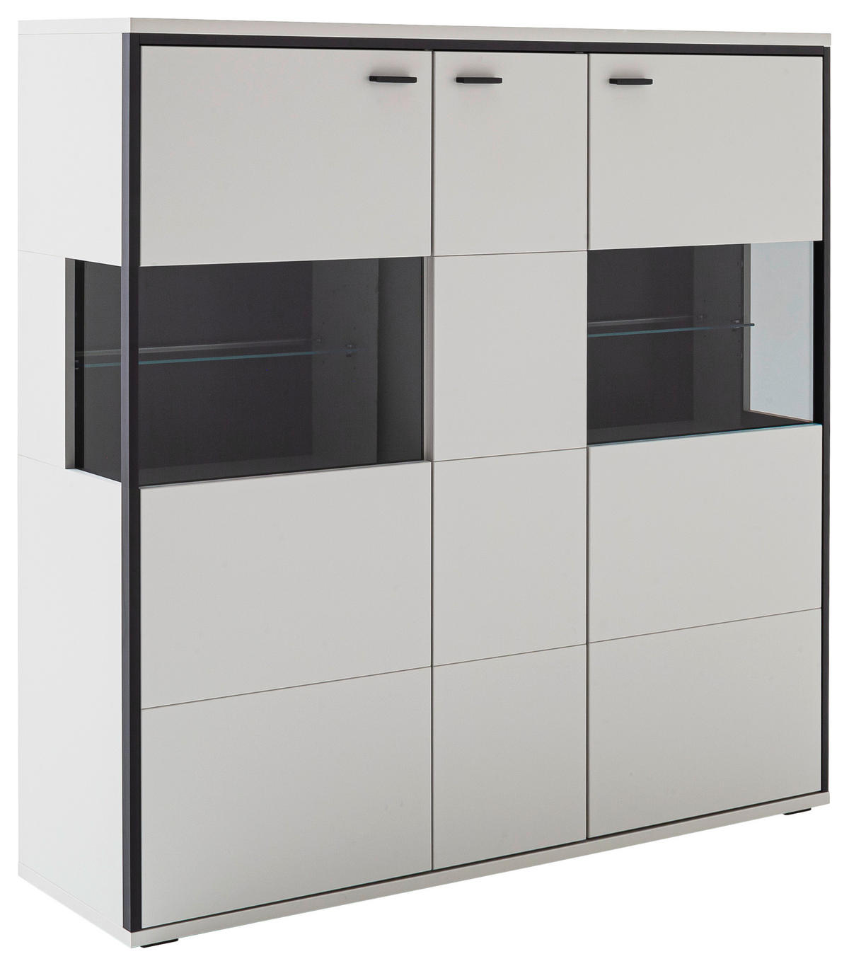 HIGHBOARD Schwarz, Weiss  134/136/38 cm  - Weiss/Schwarz, Design, Glas/Holzwerkstoff (134/136/38cm) - Stylife