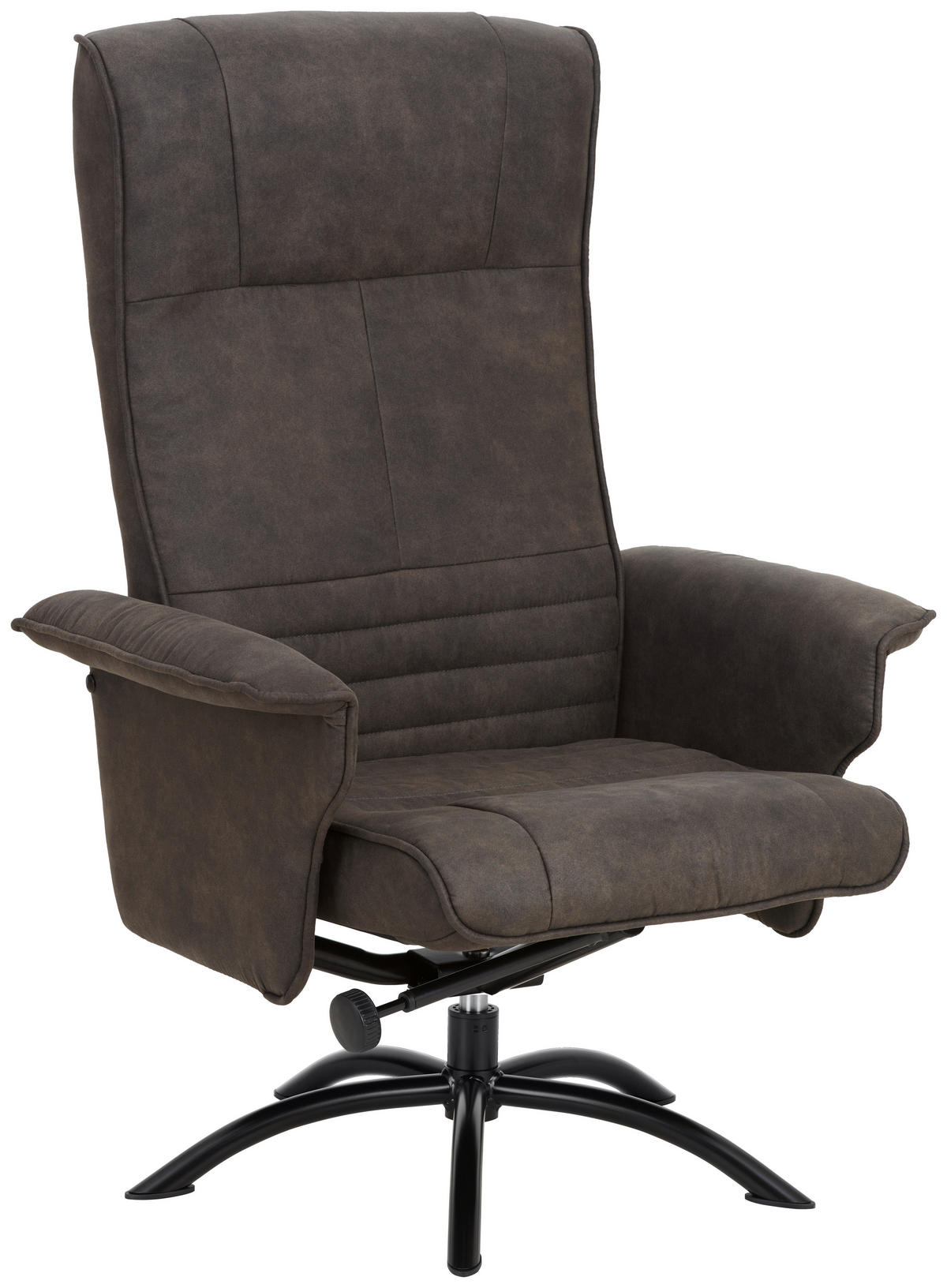 RELAXSESSELSET Mikrofaser Relaxfunktion, Hocker    - Anthrazit/Schwarz, Design, Textil/Metall (80/108/75cm) - Cantus