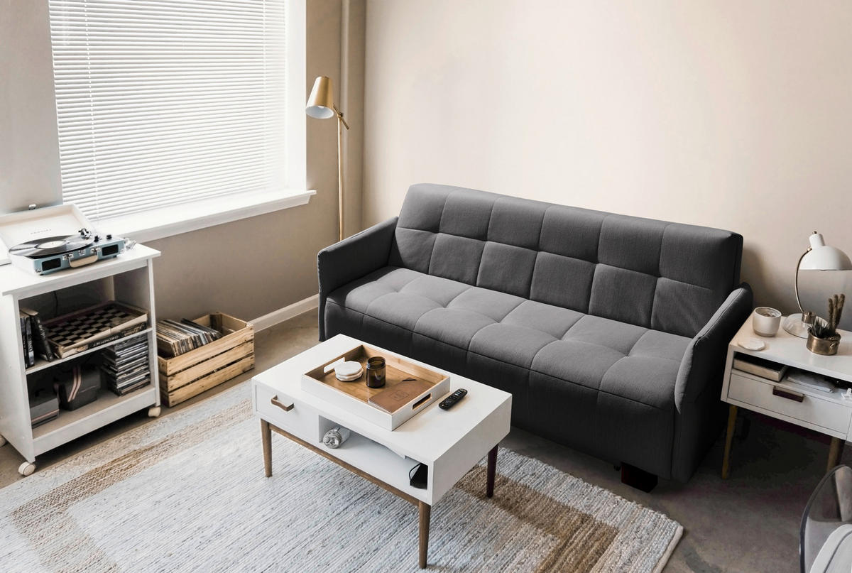 SCHLAFSOFA in Textil Anthrazit  - Anthrazit/Schwarz, Design, Textil/Metall (165/92/102cm) - Novel