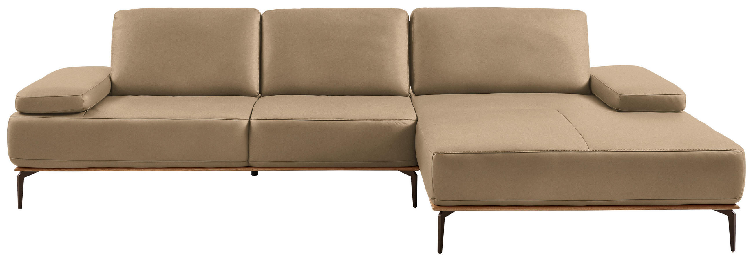 ECKSOFA in Echtleder Hellbraun  314/176 cm  - Hellbraun/Bronzefarben, Design, Leder/Holz (314/176cm) - Valnatura