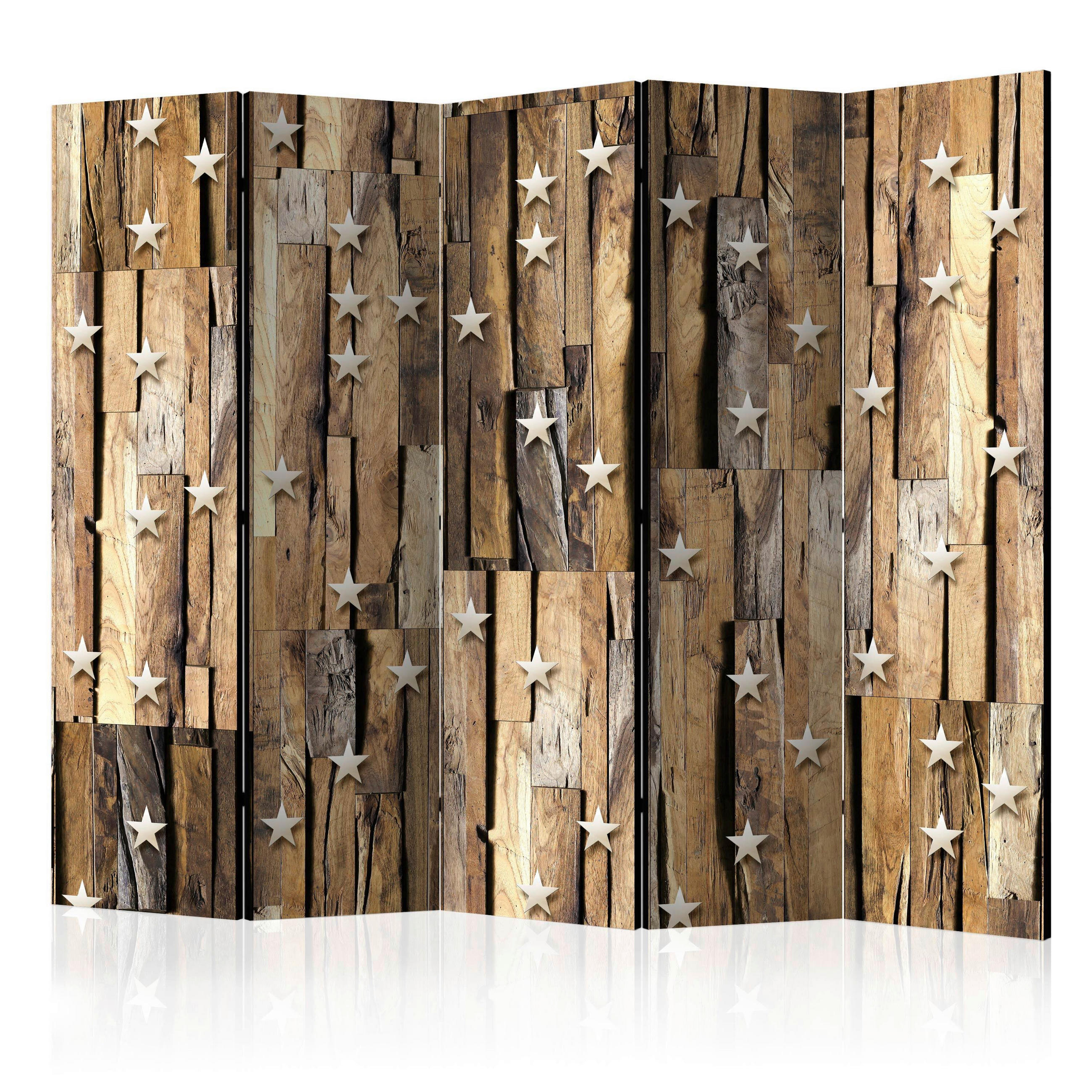 Paravent akustisch mit 5  Flügel - Hellbraun/Beige, Basics, Holz/Kunststoff (225/172/3cm) - artgeist