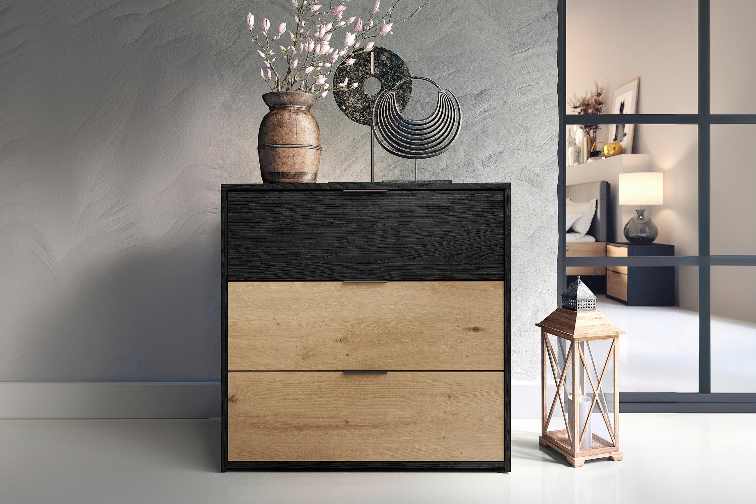 KOMMODE  in 80/80/40 cm  - Anthrazit/Schwarz, Design, Holzwerkstoff/Kunststoff (80/80/40cm) - MID.YOU