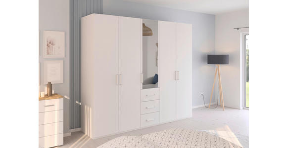 DREHTÜRENSCHRANK  in Weiß  - Weiß, Design, Glas/Holzwerkstoff (251/223/60cm) - Novel