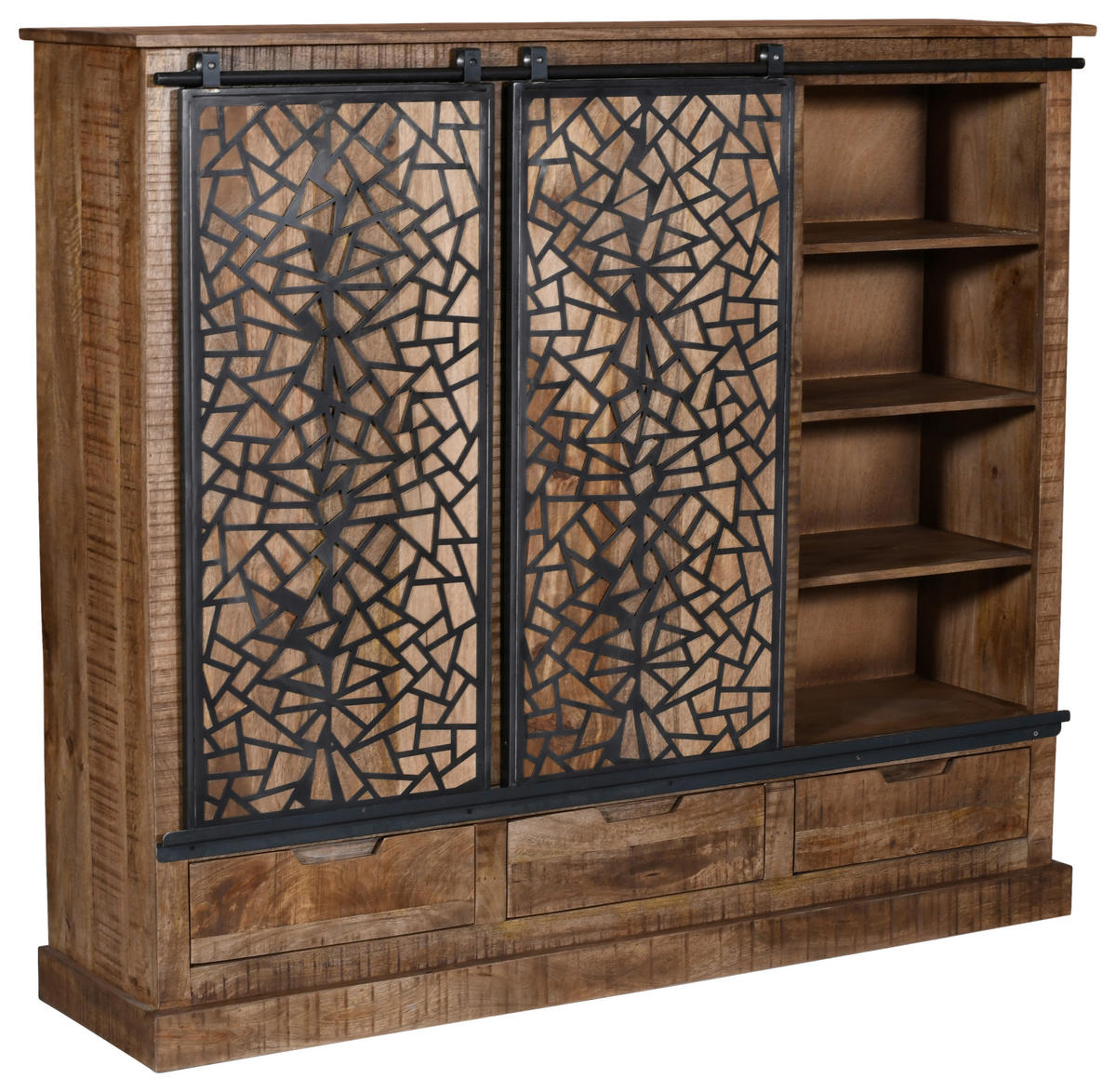 COMODĂ ÎNALTĂ 160/140/40 cm  - antracit/culoare natur, Natur, metal/lemn (160/140/40cm) - MID.YOU