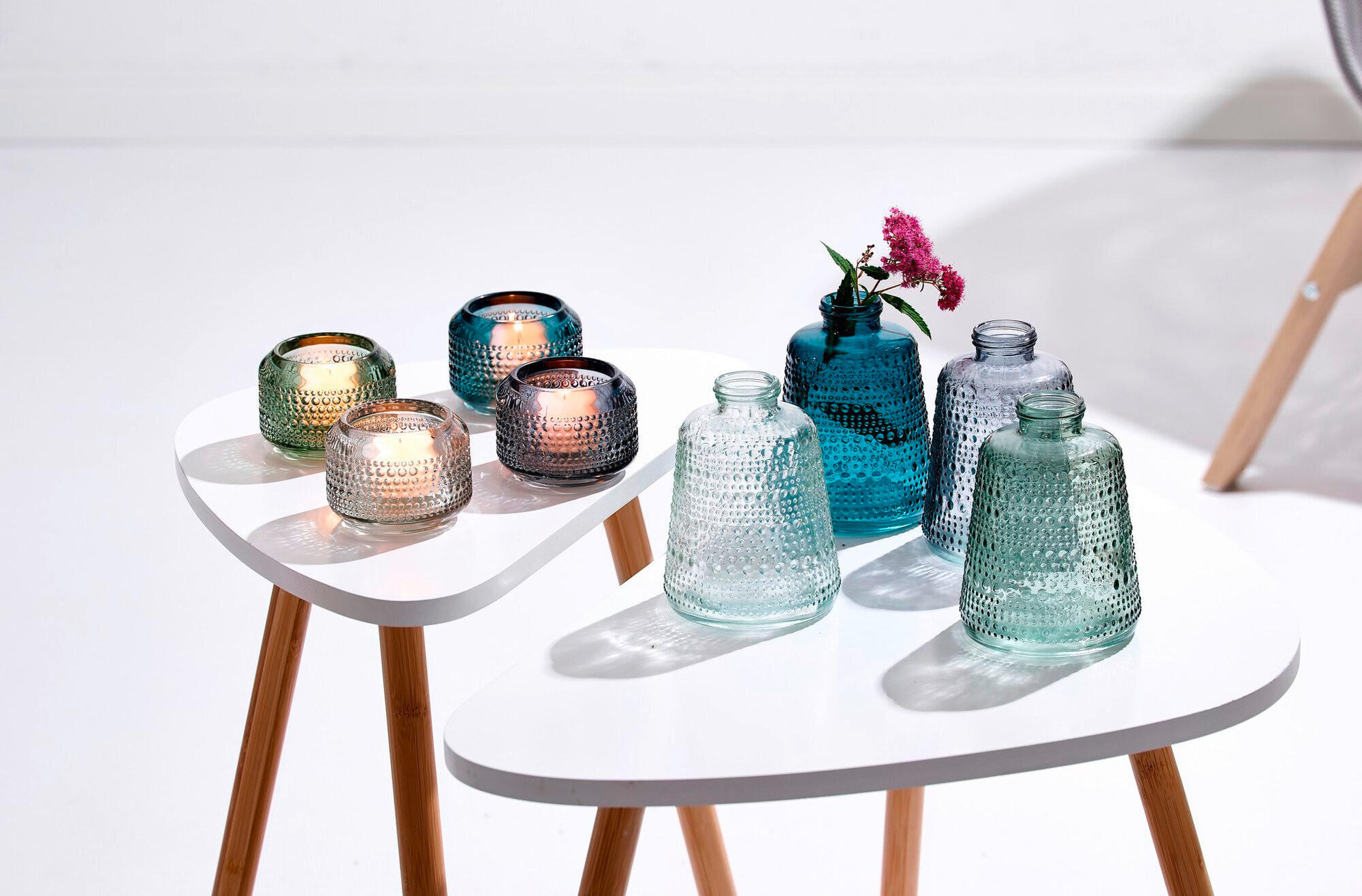 TEELICHTHALTER  - Blau/Petrol, Trend, Glas (8/8/6cm) - Ritzenhoff Breker