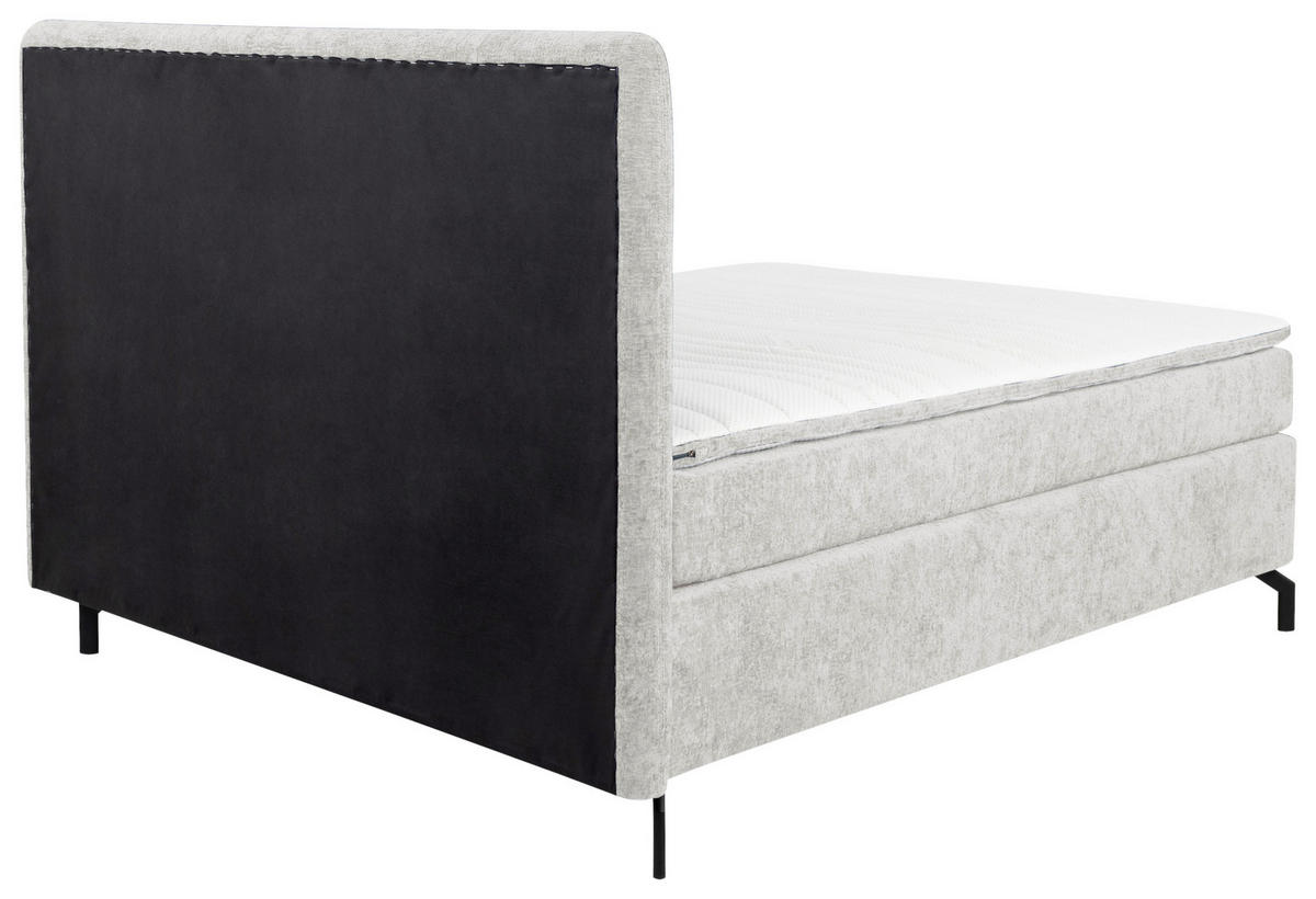 BOXSPRINGBETT 180/200 cm  in Hellgrau  - Hellgrau/Schwarz, Design, Textil/Metall (180/200cm) - Esposa