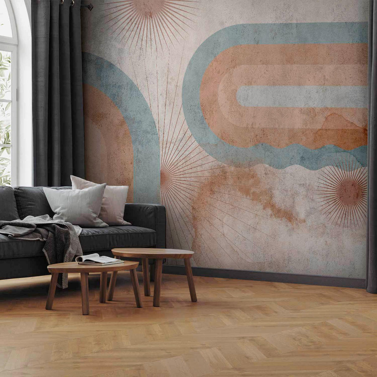 FOTOTAPETE  - Pastellblau/Koralle, LIFESTYLE, Textil (400/280cm) - artgeist