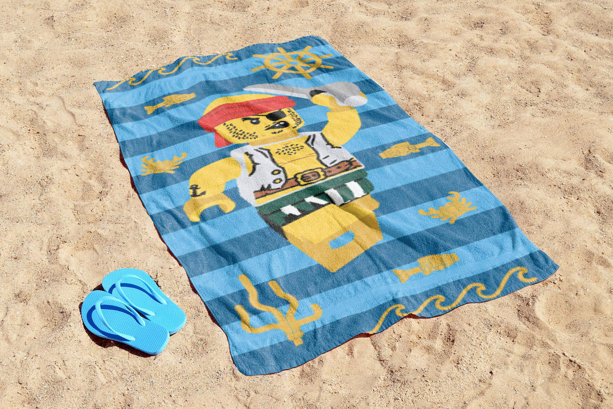 STRANDTUCH Lego Pirate Blau 150/70 cm  - Blau, Basics, Textil (150/70cm)