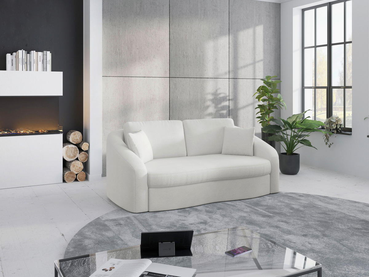 2,5-SITZER in Flachgewebe Weiss  - Weiss/Schwarz, Modern, Kunststoff/Textil (196/88/107cm) - Sit & More