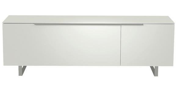 LOWBOARD Weiß, Alufarben  - Alufarben/Weiß, Design, Glas/Holzwerkstoff (160/51/45cm) - Moderano