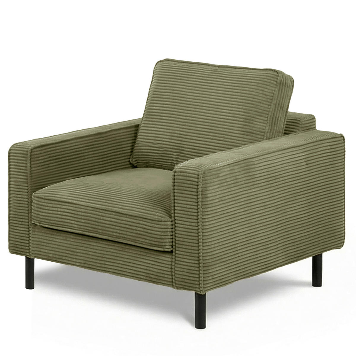 SESSEL Cord Olivgrün  - Schwarz/Olivgrün, Design, Textil/Metall (88/85/92cm) - Livetastic