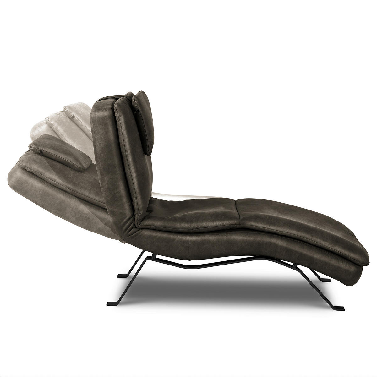 RELAXLIEGE Echtleder Anthrazit  - Anthrazit/Schwarz, Design, Leder/Metall (65/95/171cm) - Celina Home