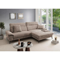 ECKSOFA Struktur Braun  - Schwarz/Braun, Konventionell, Textil/Metall (300/178cm) - Livetastic