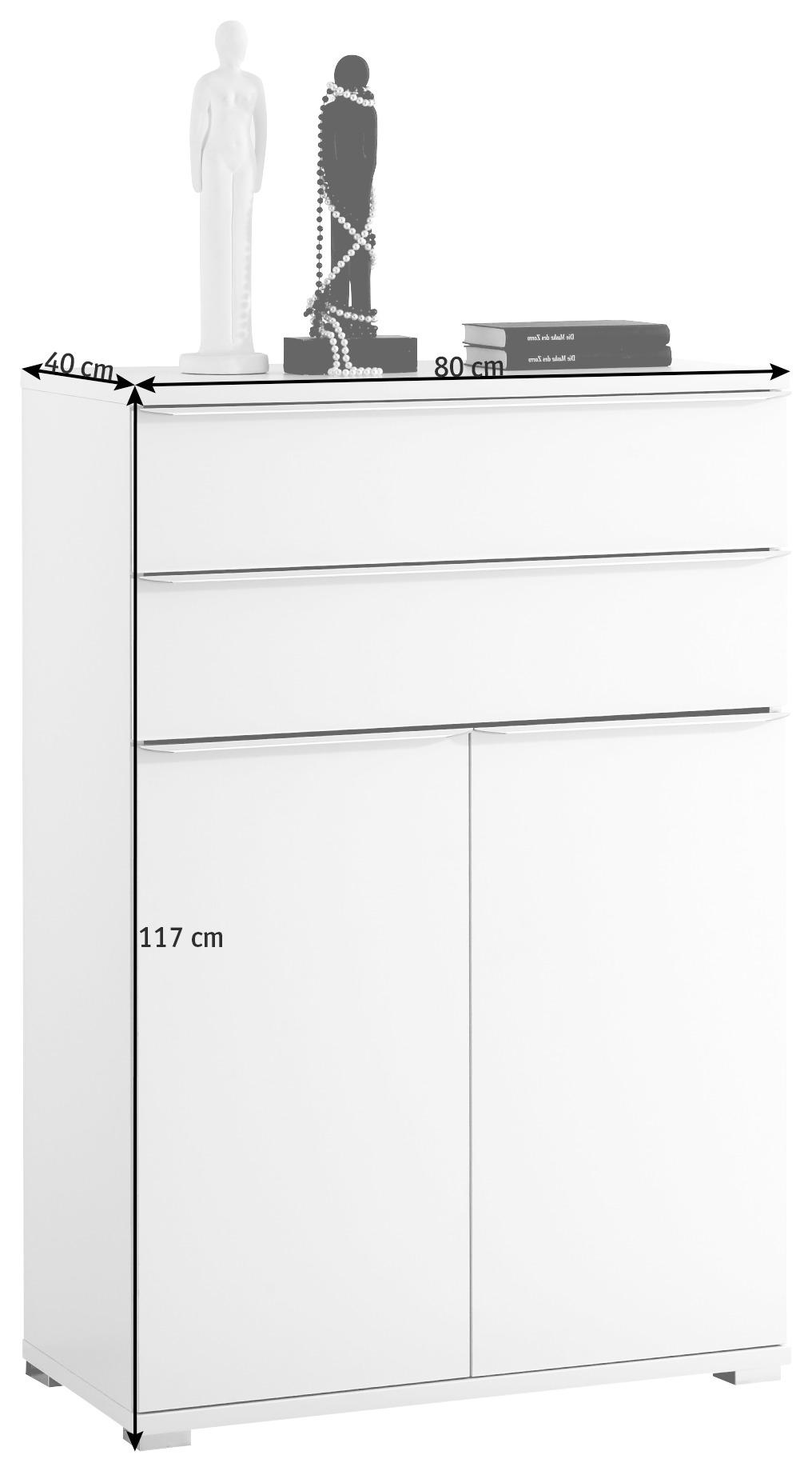 KOMMODE 80/117/40 cm  - Chromfarben/Weiß, Basics, Glas/Kunststoff (80/117/40cm) - Moderano