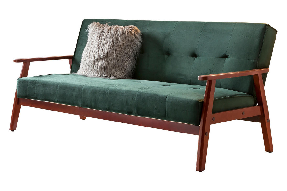 SCHLAFSOFA in Samt Grün, Kirschbaumfarben  - Kirschbaumfarben/Grün, MODERN, Holz/Textil (190/81/85cm) - Livetastic