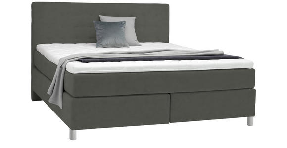 BOXSPRINGBETT 180/200 cm in Grau - Chromfarben/Grau, KONVENTIONELL, Kunststoff/Textil (180/200cm) - Voleo