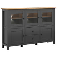 SIDEBOARD  in 186/126/44 cm  - Graphitfarben/Schwarz, Design, Glas/Holzwerkstoff (186/126/44cm)