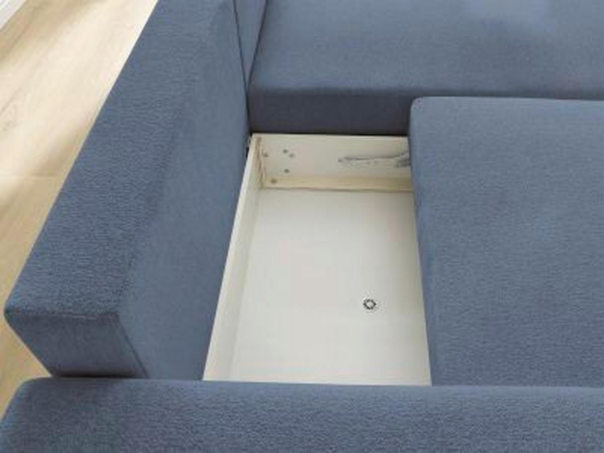 ECKSOFA Ottomane rechts  ATILLA Blau Flachgewebe  - Blau/Schwarz, MODERN, Kunststoff/Textil (244/149cm)
