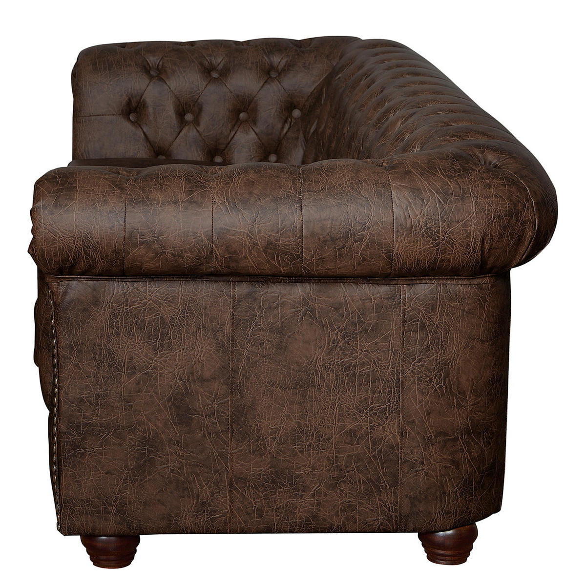 SITZGARNITUR YORK in Lederlook Dunkelbraun  - Dunkelbraun/Braun, Design, Holz/Textil (203/72/86cm) - P & B