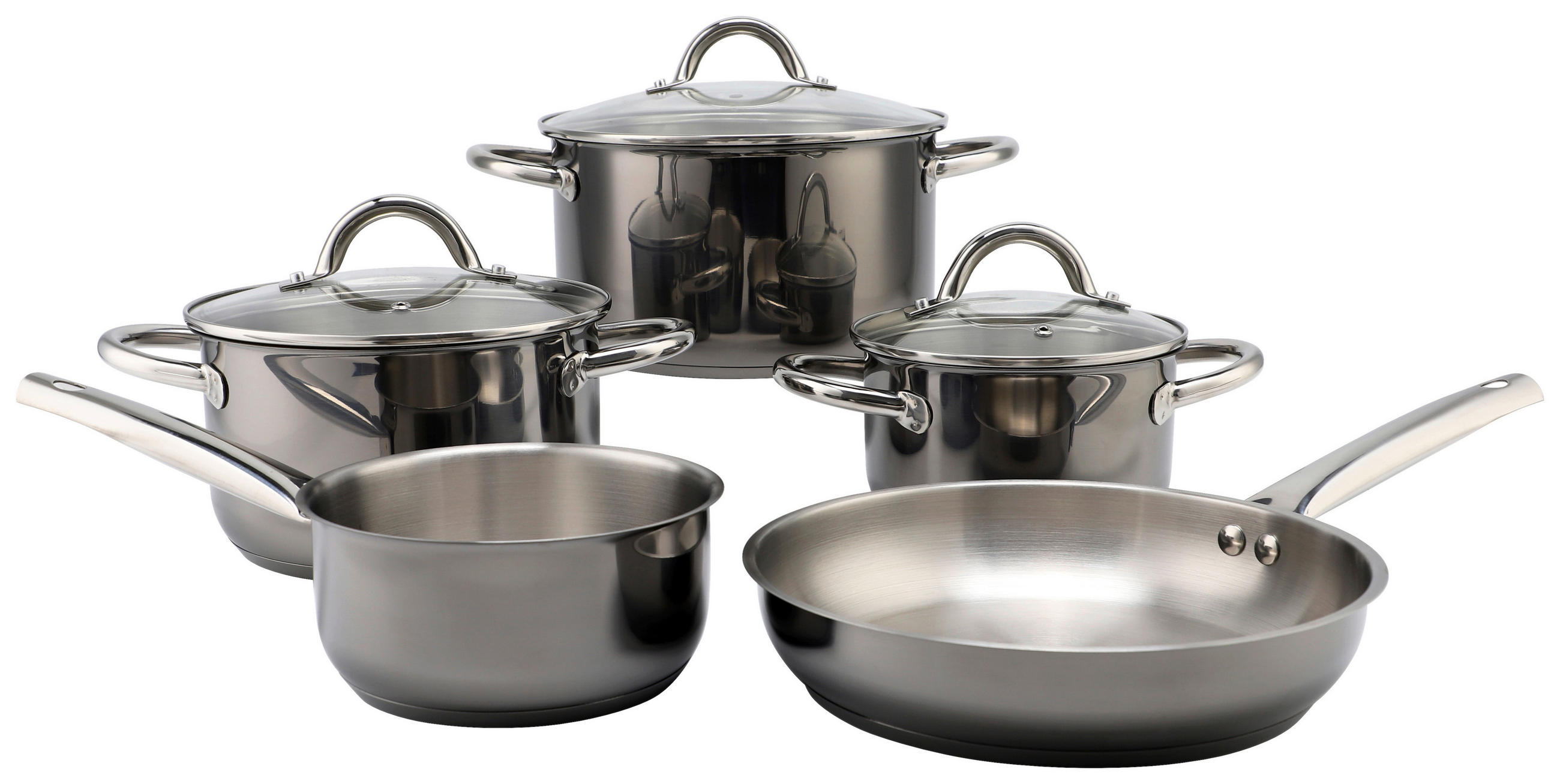 KOCHTOPFSET 8-teilig  - Schwarz, Basics, Glas/Metall - Echtwerk