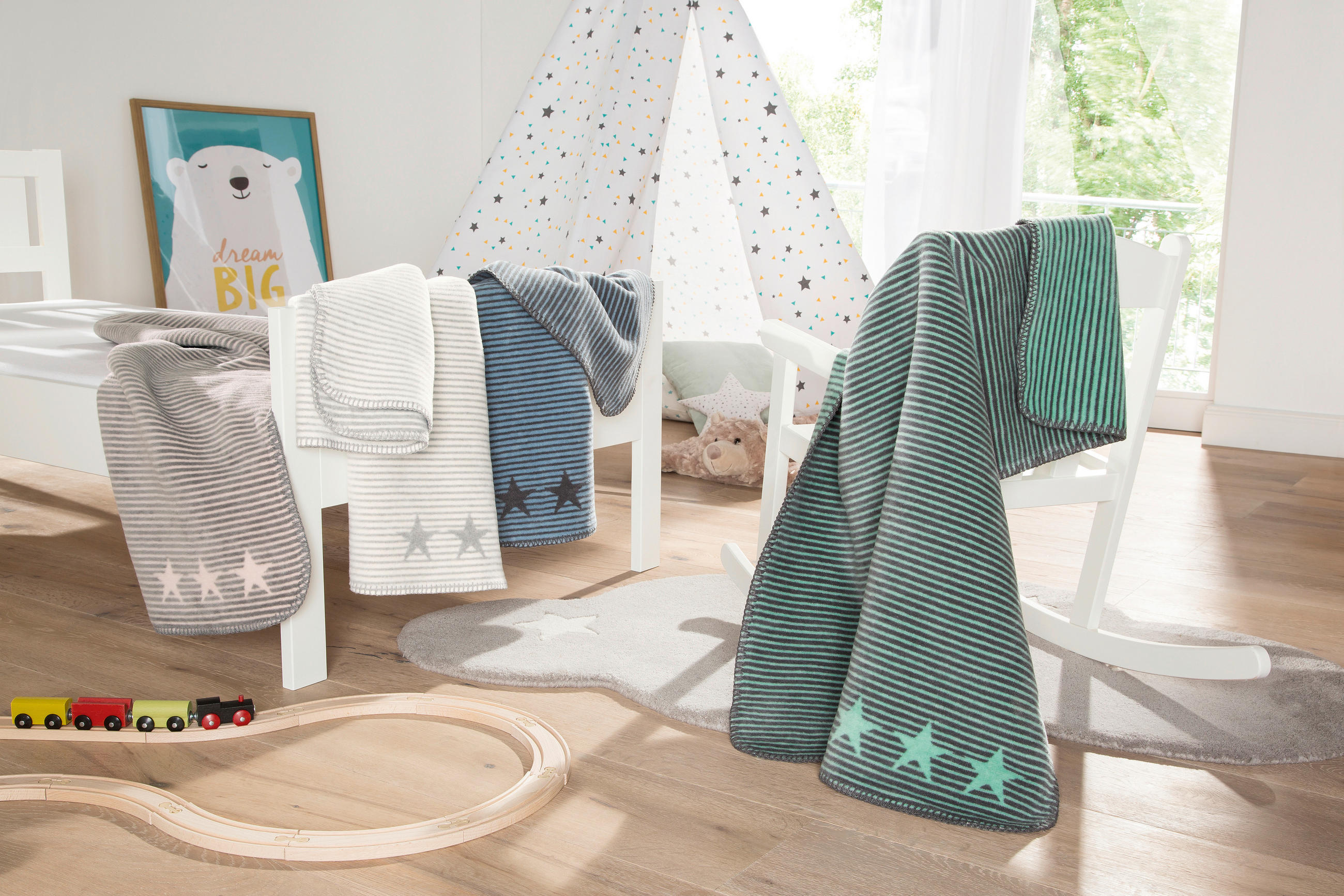 SCHMUSEDECKE Lelu  75/100 cm  - Creme/Grau, Basics, Textil (75/100cm) - Ibena