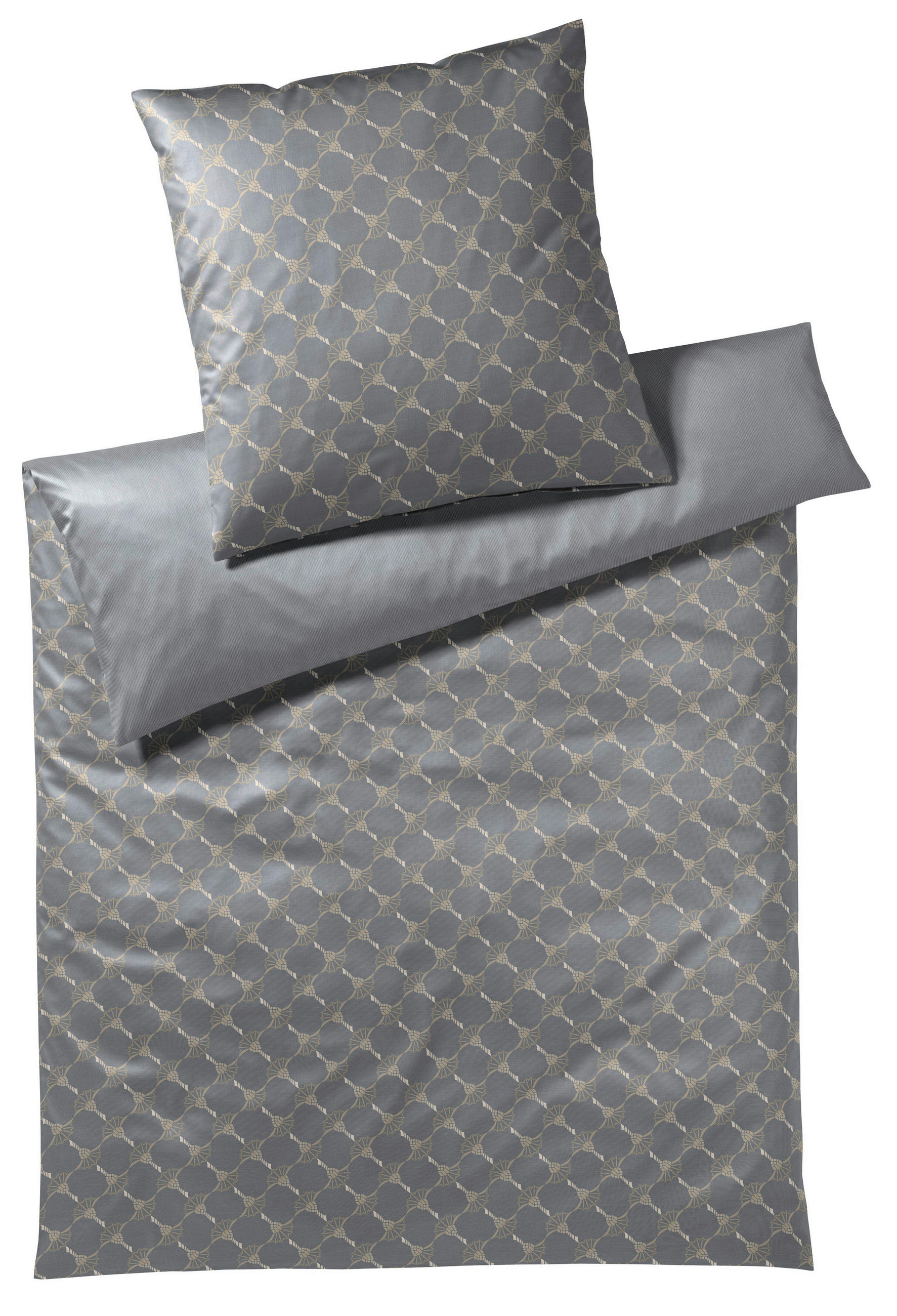 BETTWÄSCHESET Makosatin 160/210 cm  70 cm/50 cm  - Blau/Grau, Design, Naturmaterialien/Textil (160/210cm) - Joop!