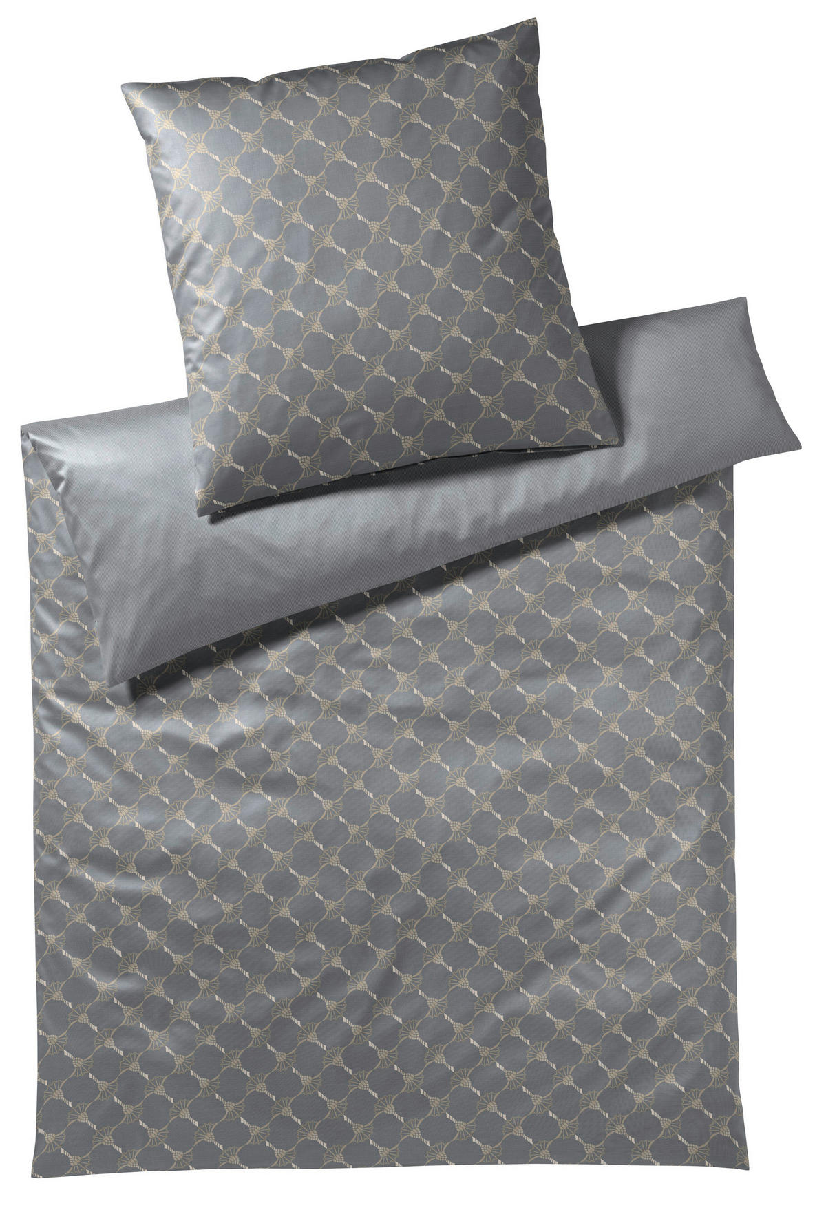 BETTWÄSCHESET Makosatin 160/210 cm  70 cm/50 cm  - Blau/Grau, Design, Naturmaterialien/Textil (160/210cm) - Joop!