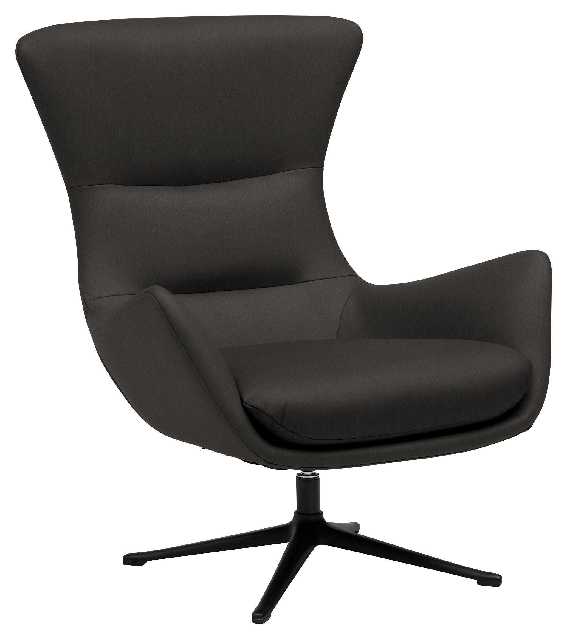 OHRENSESSEL in Dunkelbraun  - Dunkelbraun/Schwarz, Design, Leder/Metall (84/104/96cm) - home24