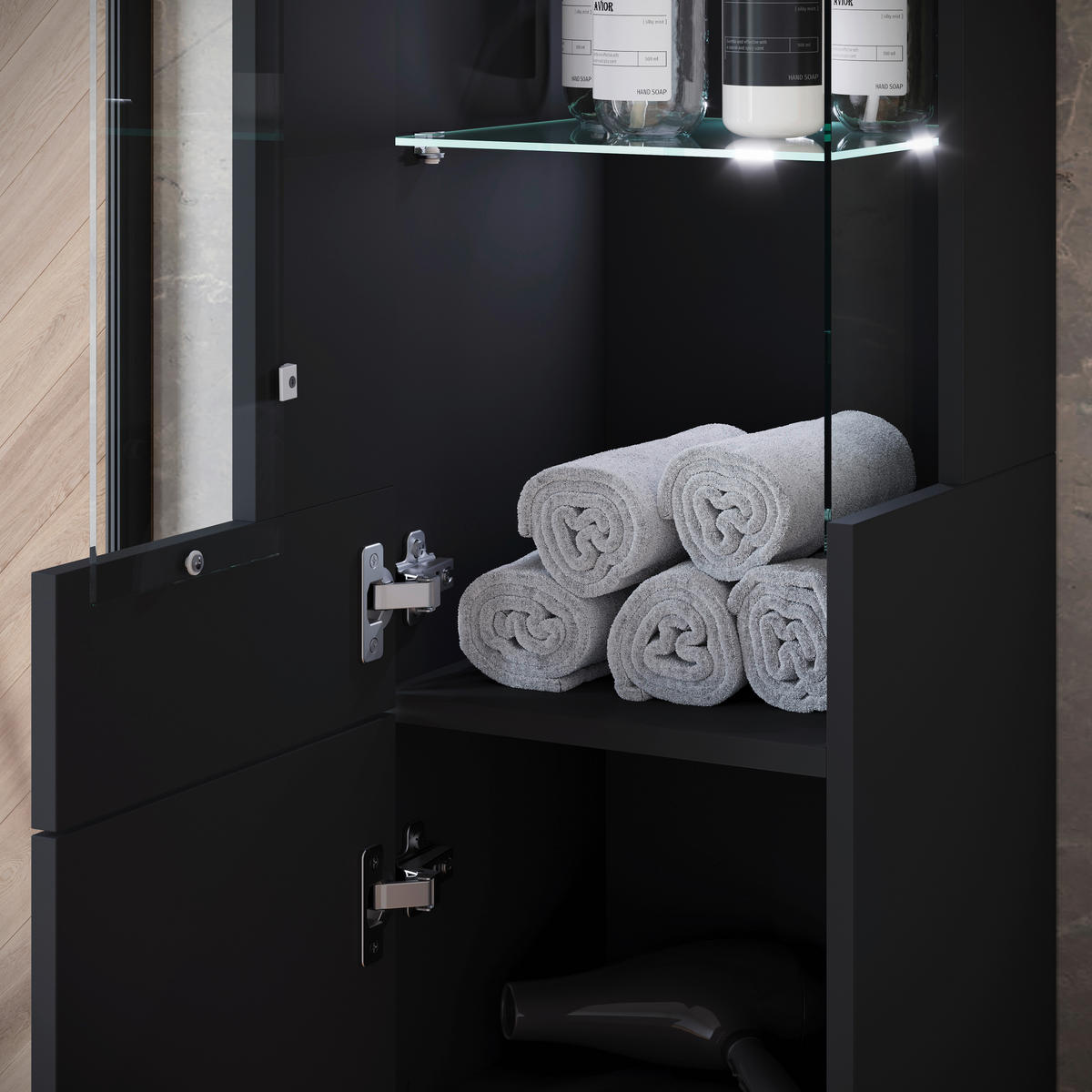 BADEZIMMER 5-teilig  in 120,4 cm  - Schwarz/Weiß, Trend, Glas/Keramik (120,4cm) - P & B