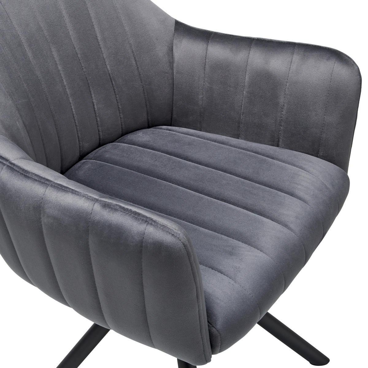 ARMLEHNSTUHL  in Eisen Samt  - Schwarz/Grau, LIFESTYLE, Textil/Metall (60/83/59cm) - MID.YOU