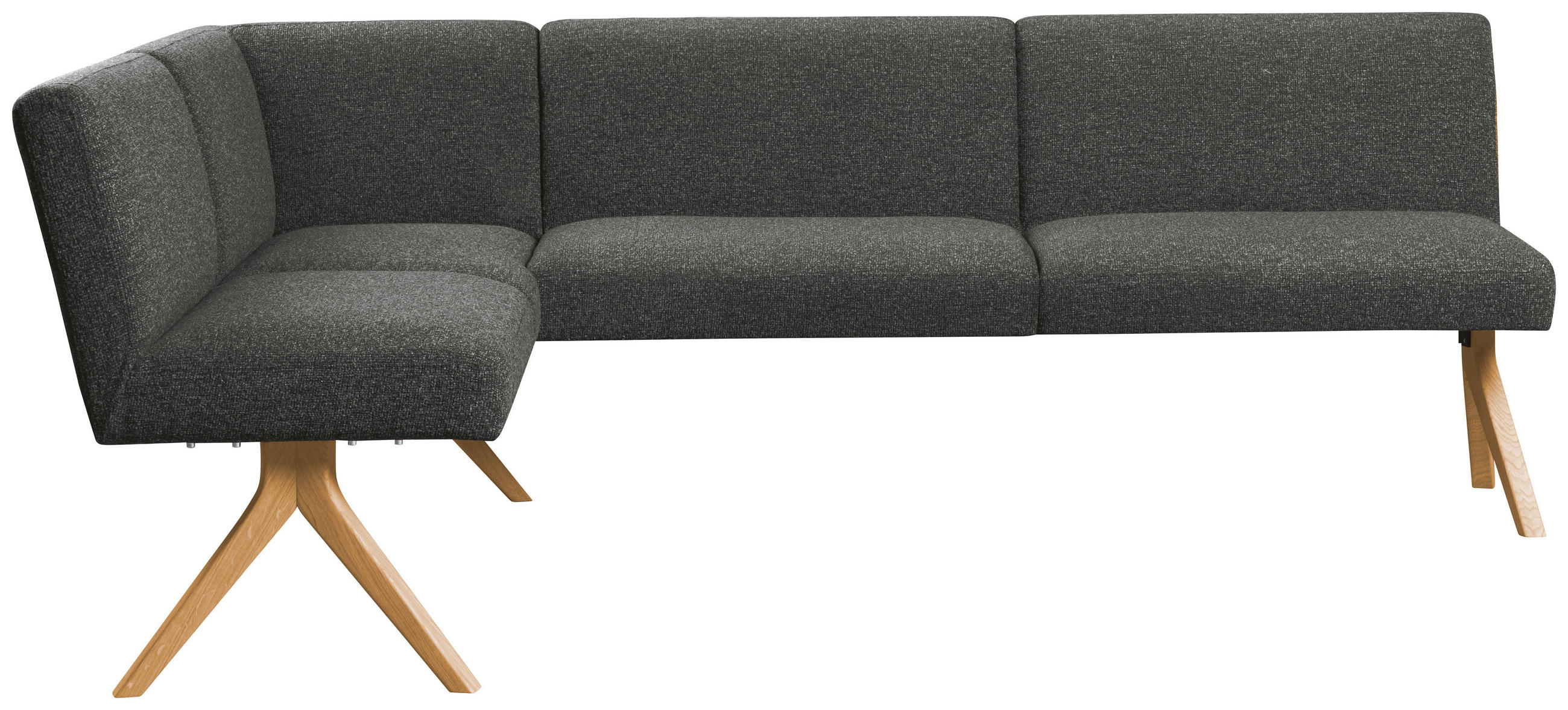 ECKBANK 172/218 cm Webstoff Dunkelgrau Eiche vollmassiv   - Eichefarben/Dunkelgrau, KONVENTIONELL, Holz/Textil (172/218cm) - Linea Natura