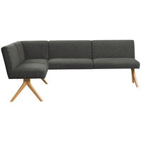 ECKBANK 172/218 cm Webstoff Dunkelgrau Eiche vollmassiv   - Eichefarben/Dunkelgrau, KONVENTIONELL, Holz/Textil (172/218cm) - Linea Natura