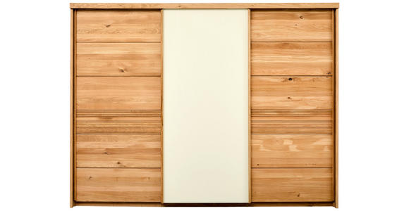 SCHWEBETÜRENSCHRANK 285/216/70 cm 3-türig Champagner, Wildeiche  - Wildeiche/Champagner, Design, Glas/Holz (285/216/70cm) - Linea Natura