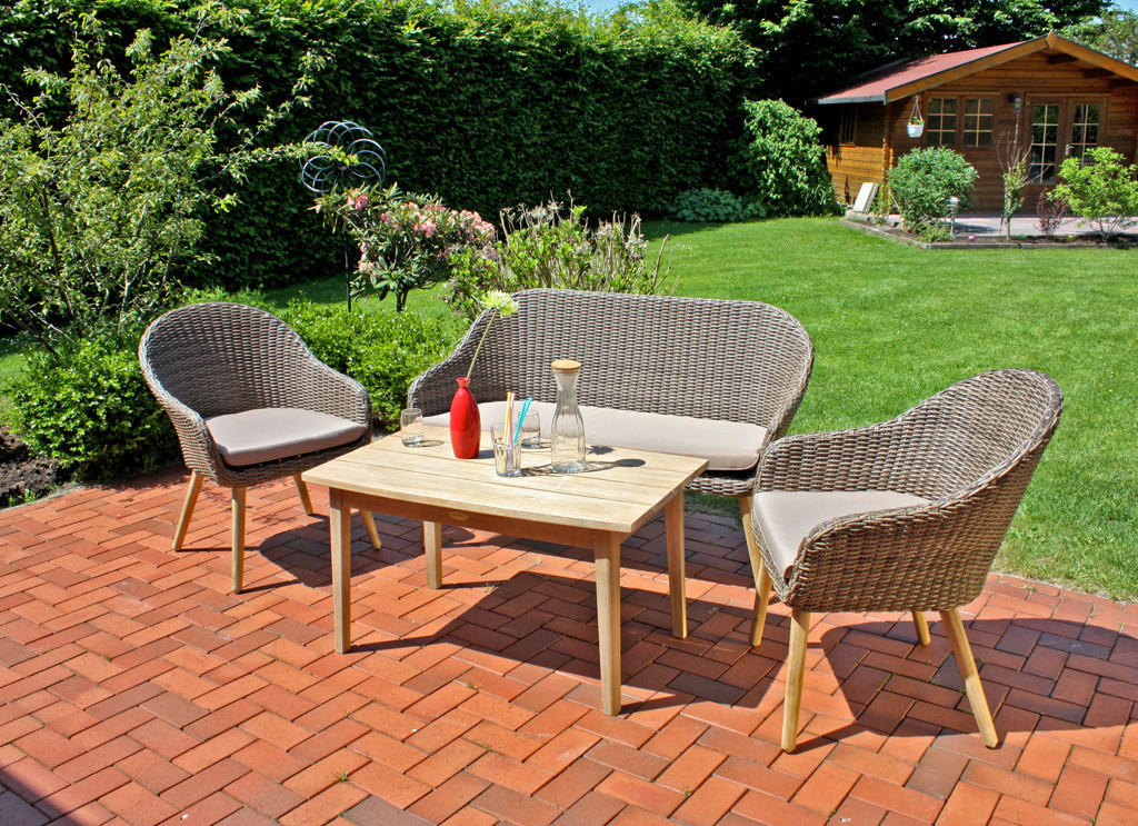 LOUNGEGARNITUR 4-teilig   160/83/200 cm Akazie Hartholz Aluminium  - Braun/Grau, MODERN, Holz/Kunststoff (160/83/200cm) - Gardenson