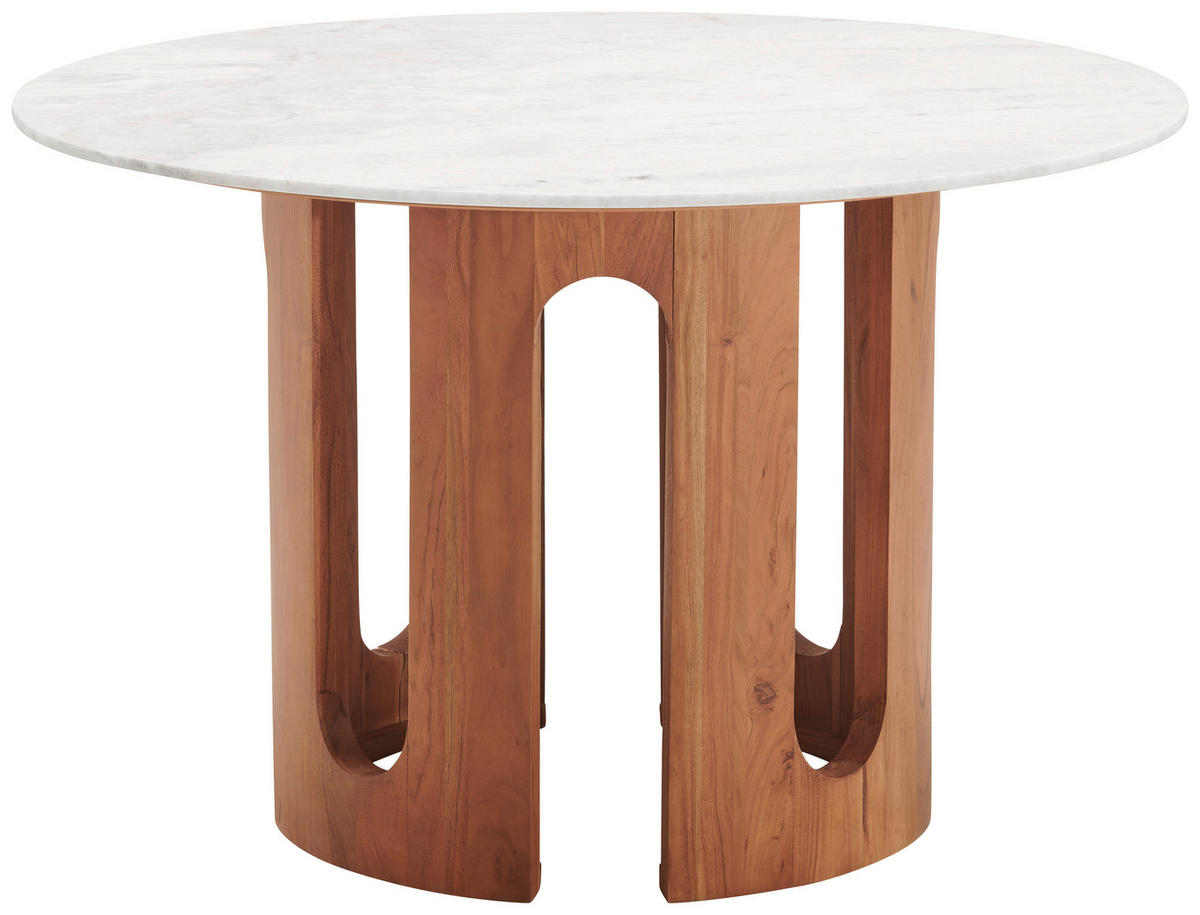 JEDILNA MIZA, v celoti masivno akacija barva oreha  - barva oreha, Design, kamen/les (120/120/76cm) - Livetastic