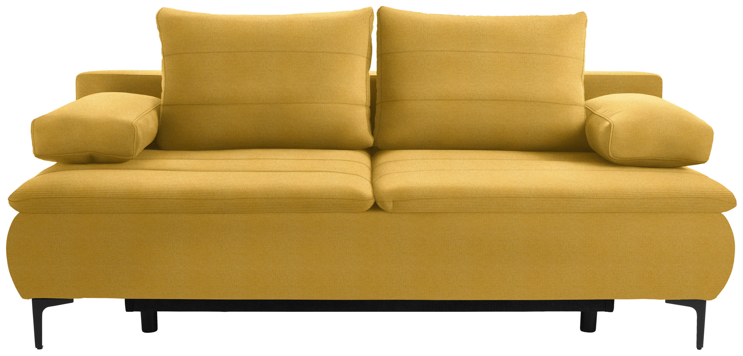 BOXSPRINGSOFA in Flachgewebe Currygelb  - Currygelb/Schwarz, KONVENTIONELL, Textil/Metall (204/93/100cm) - Novel