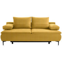 BOXSPRINGSOFA in Flachgewebe Currygelb  - Currygelb/Schwarz, Konventionell, Textil/Metall (204/93/100cm) - Livetastic